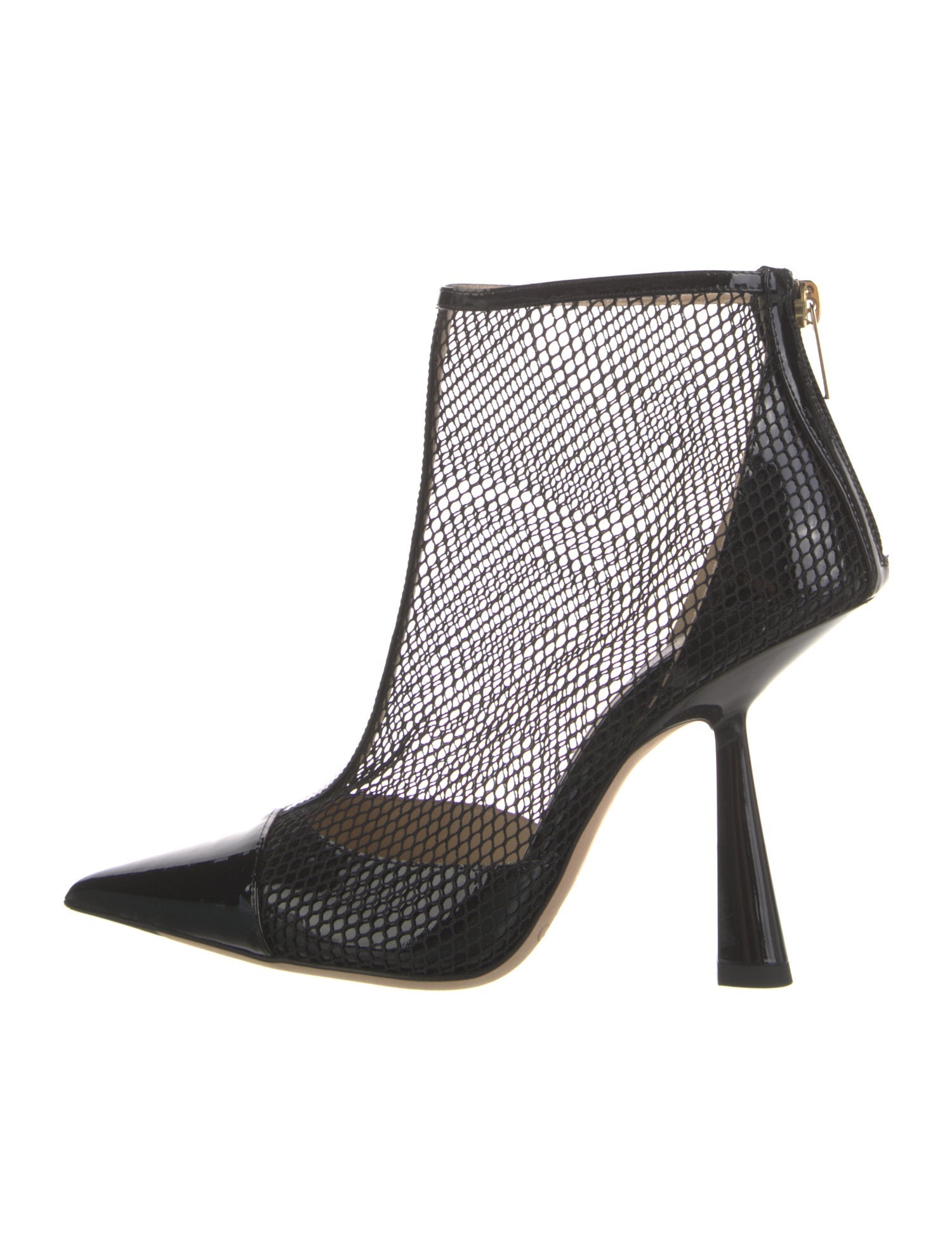 Jimmy Choo Patent Leather Mesh Accents Boots