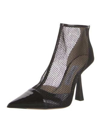 Jimmy Choo Patent Leather Mesh Accents Boots