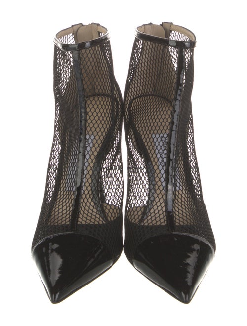 Jimmy Choo Patent Leather Mesh Accents Boots