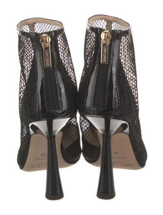 Jimmy Choo Patent Leather Mesh Accents Boots