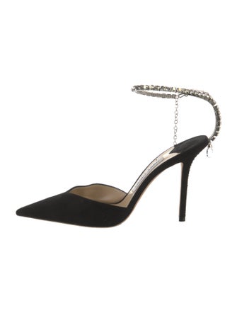 Jimmy Choo Suede Crystal Embellishments Pumps
