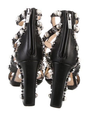 Jimmy Choo Faux Pearl Accents Leather Sandals