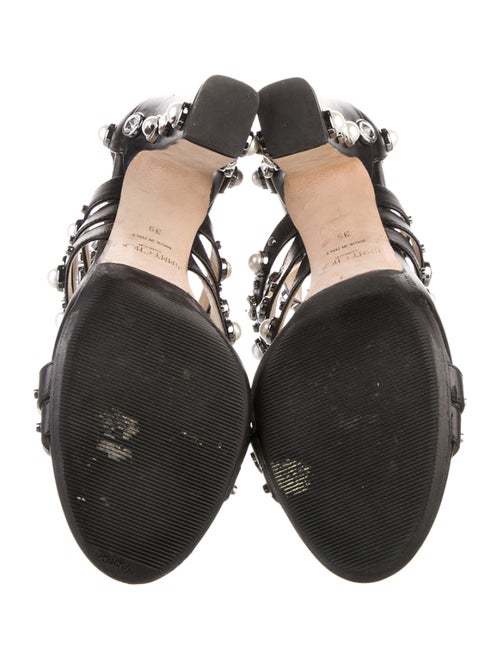 Jimmy Choo Faux Pearl Accents Leather Sandals