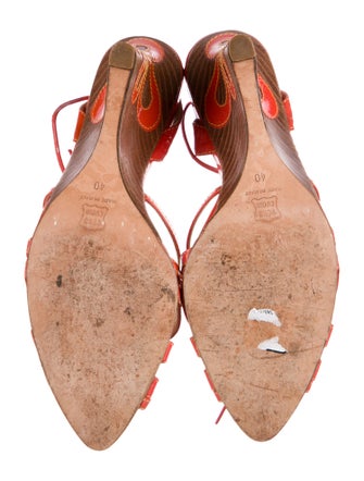 Jimmy Choo Patent Leather Colorblock Pattern Slingback Sandals