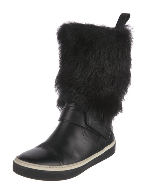 Jimmy Choo Leather Fur Trim Rain Boots
