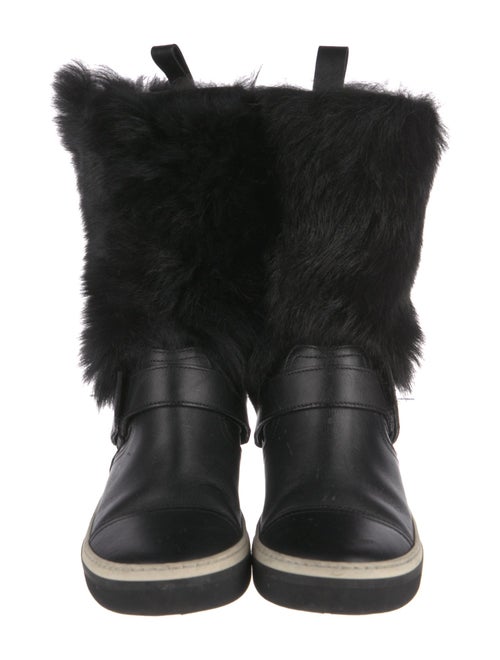 Jimmy Choo Leather Fur Trim Rain Boots