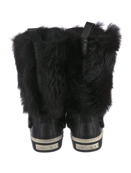 Jimmy Choo Leather Fur Trim Rain Boots