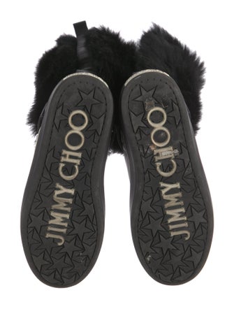 Jimmy Choo Leather Fur Trim Rain Boots