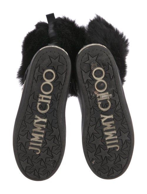 Jimmy Choo Leather Fur Trim Rain Boots