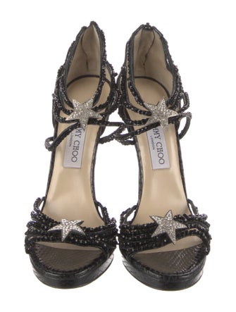 Jimmy Choo Embossed Leather Animal Print Sandals