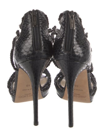 Jimmy Choo Embossed Leather Animal Print Sandals