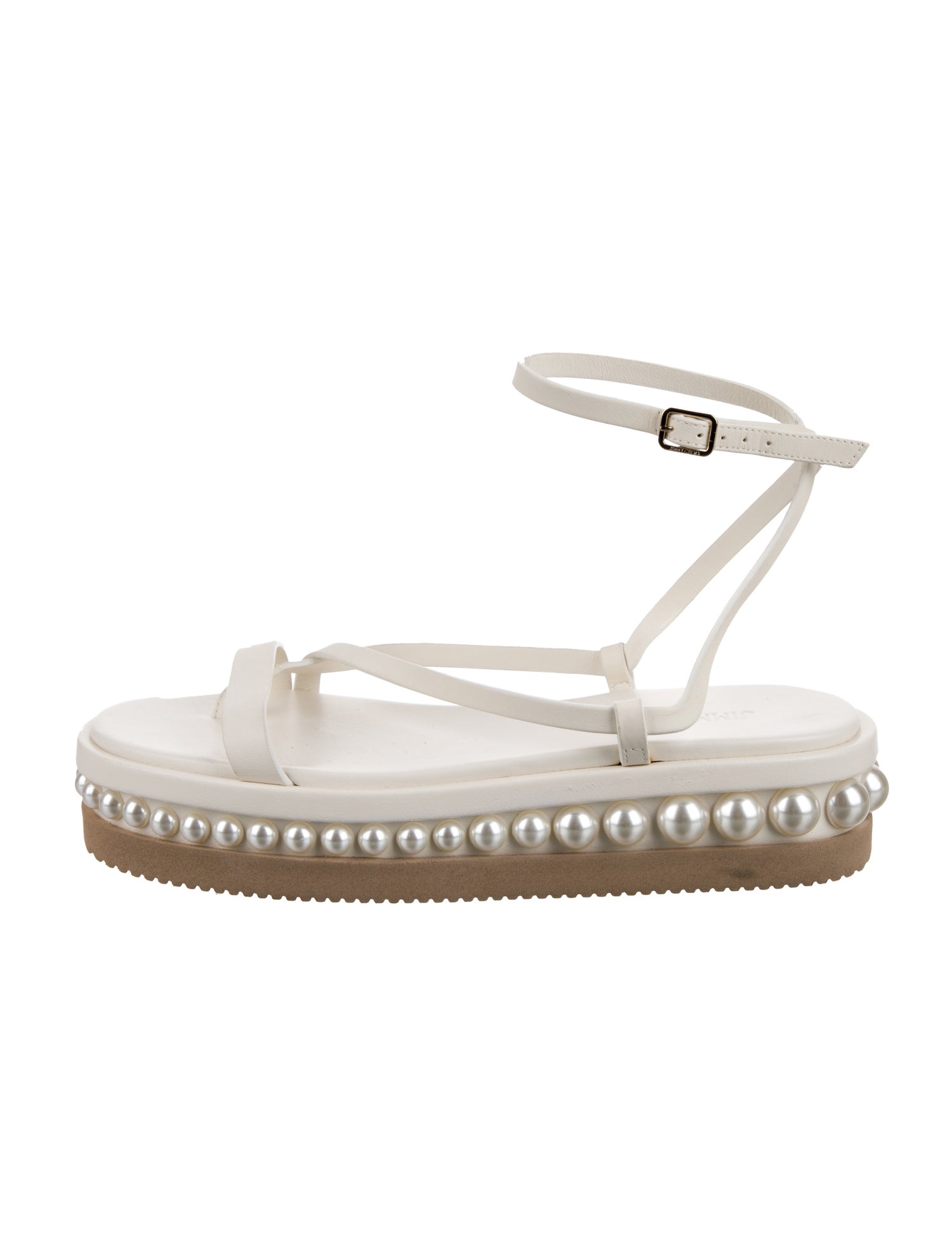 Jimmy Choo Faux Pearl Accents Leather Sandals
