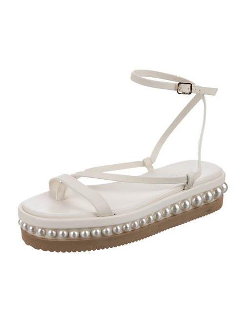 Jimmy Choo Faux Pearl Accents Leather Sandals