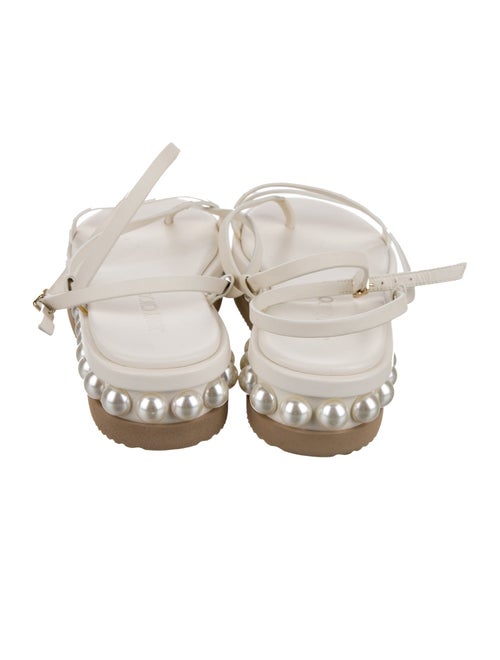 Jimmy Choo Faux Pearl Accents Leather Sandals