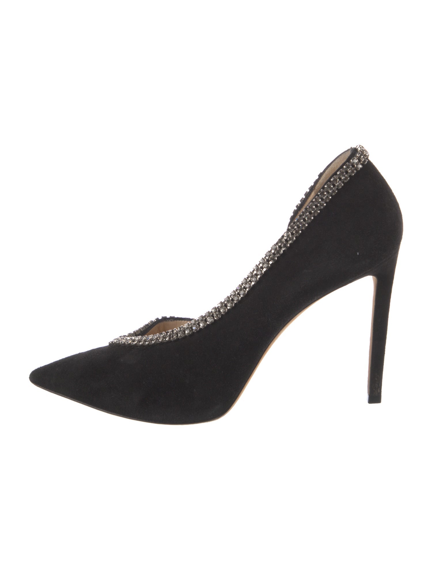 Jimmy Choo Suede Crystal Embellishments D'Orsay Pumps
