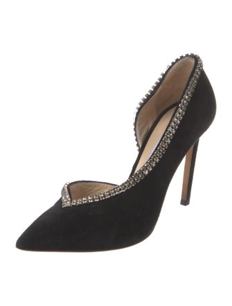 Jimmy Choo Suede Crystal Embellishments D'Orsay Pumps