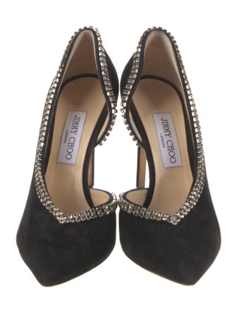 Jimmy Choo Suede Crystal Embellishments D'Orsay Pumps