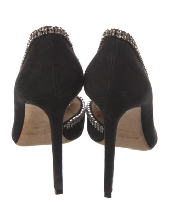 Jimmy Choo Suede Crystal Embellishments D'Orsay Pumps