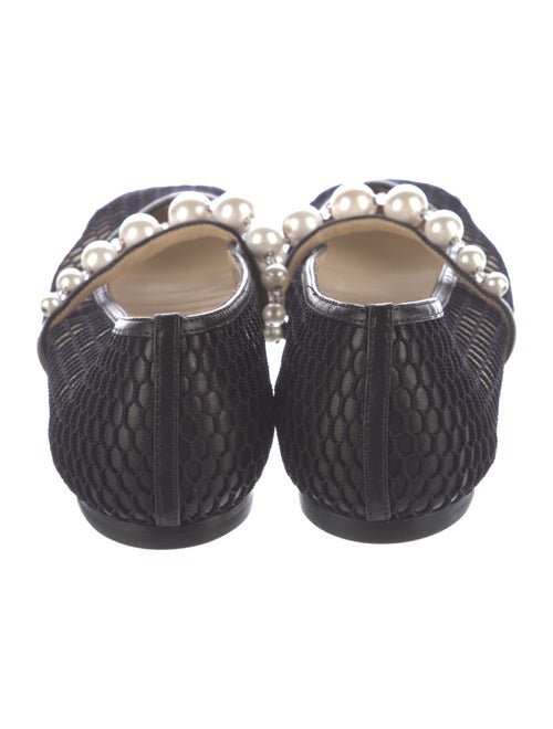 Jimmy Choo Faux Pearl Accents Mesh Flats
