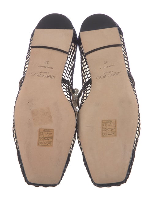 Jimmy Choo Faux Pearl Accents Mesh Flats