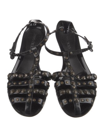 Jimmy Choo Rubber Studded Accents T-Strap Sandals