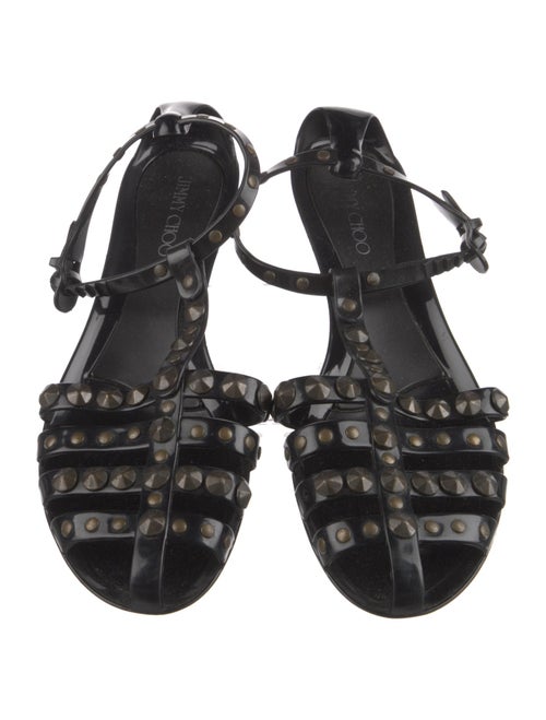Jimmy Choo Rubber Studded Accents T-Strap Sandals