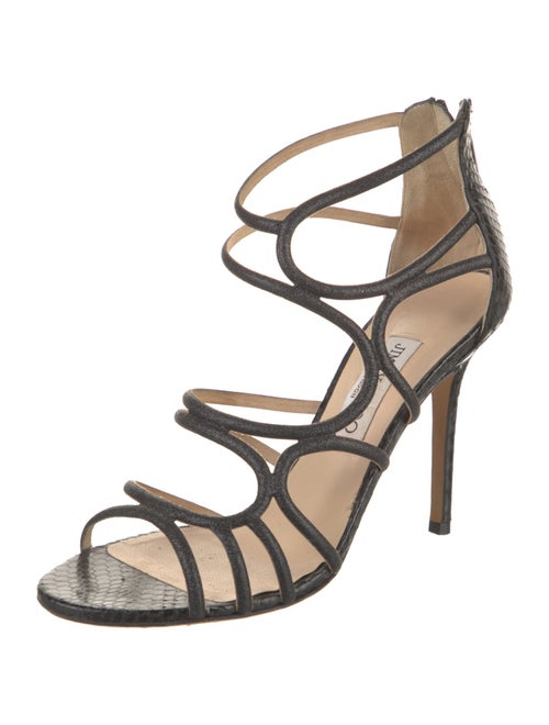 Jimmy Choo Snakeskin Glitter Accents Sandals