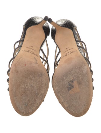 Jimmy Choo Snakeskin Glitter Accents Sandals