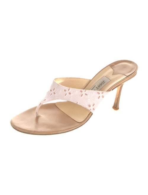 Jimmy Choo Leather Colorblock Pattern Slides