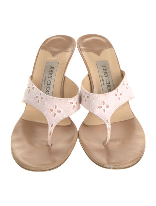 Jimmy Choo Leather Colorblock Pattern Slides