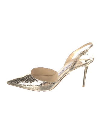 Jimmy Choo Embossed Leather Animal Print Slingback Pumps