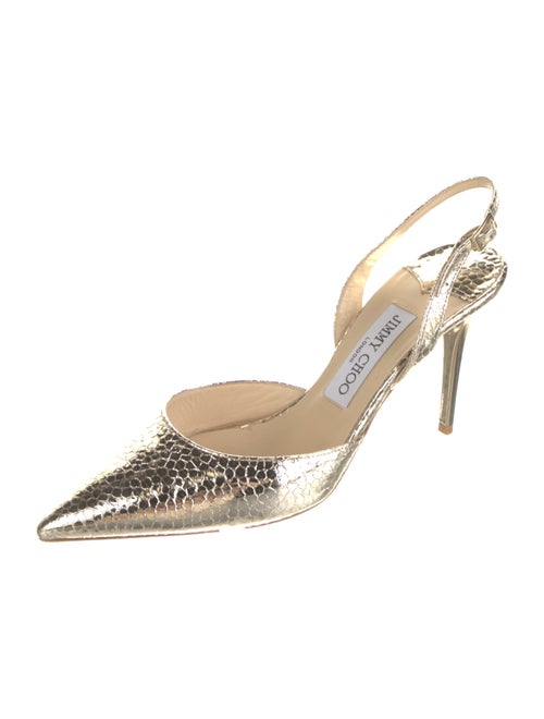 Jimmy Choo Embossed Leather Animal Print Slingback Pumps