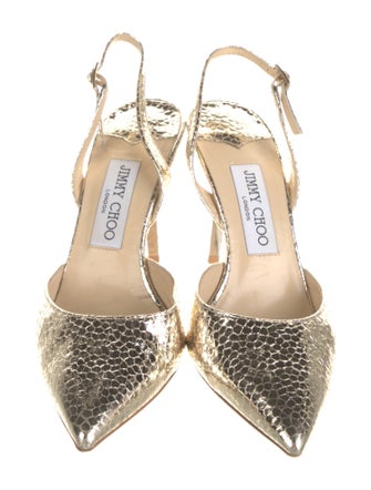Jimmy Choo Embossed Leather Animal Print Slingback Pumps