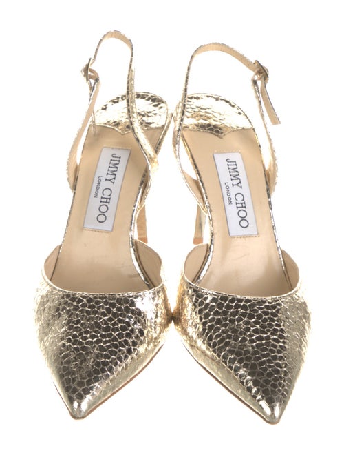 Jimmy Choo Embossed Leather Animal Print Slingback Pumps