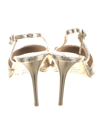 Jimmy Choo Embossed Leather Animal Print Slingback Pumps