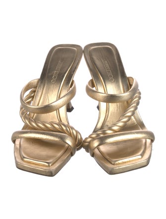 Jimmy Choo Leather Braided Accents Slides