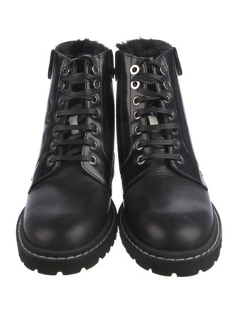 Jimmy Choo Patent Leather Pom-Pom Embellishments Combat Boots