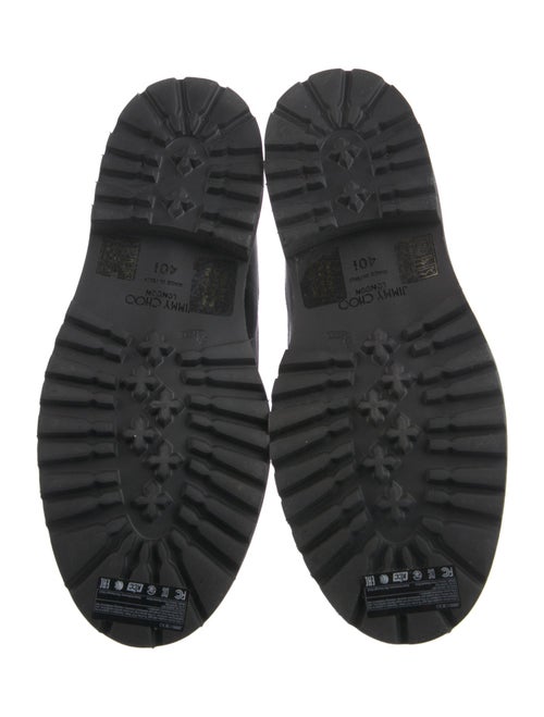 Jimmy Choo Patent Leather Pom-Pom Embellishments Combat Boots