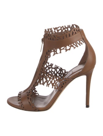 Jimmy Choo Leather Lasercut Accents T-Strap Pumps