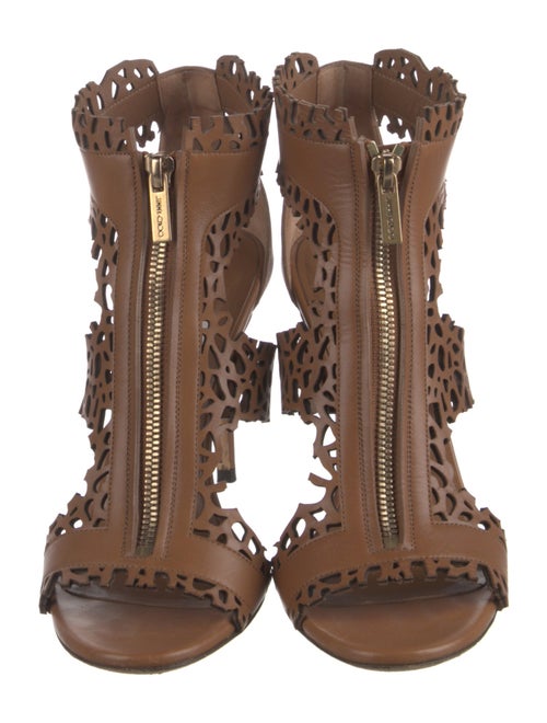 Jimmy Choo Leather Lasercut Accents T-Strap Pumps