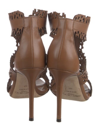 Jimmy Choo Leather Lasercut Accents T-Strap Pumps