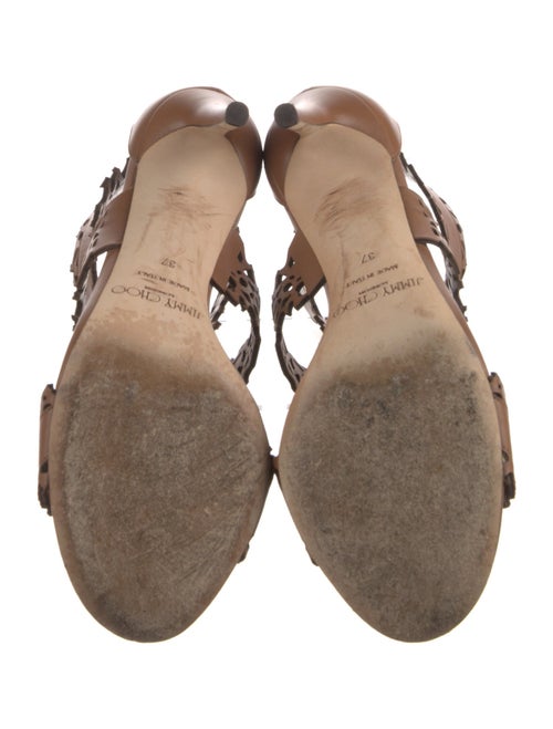 Jimmy Choo Leather Lasercut Accents T-Strap Pumps