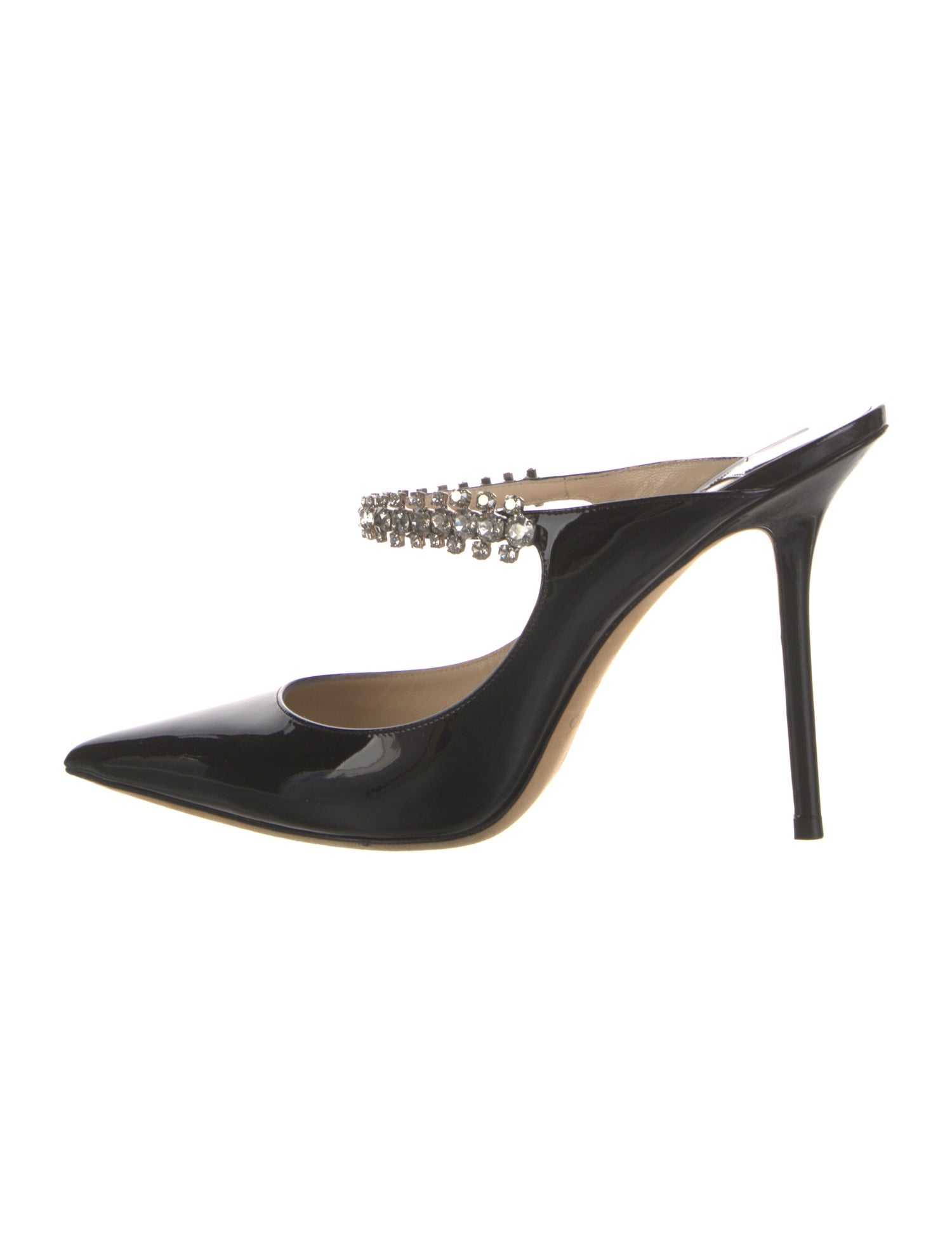Jimmy Choo Patent Leather Crystal Embellishments Mules