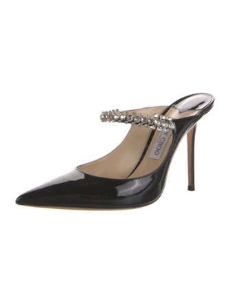 Jimmy Choo Patent Leather Crystal Embellishments Mules