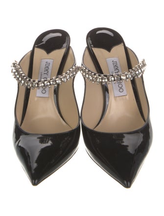 Jimmy Choo Patent Leather Crystal Embellishments Mules