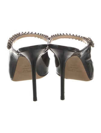 Jimmy Choo Patent Leather Crystal Embellishments Mules