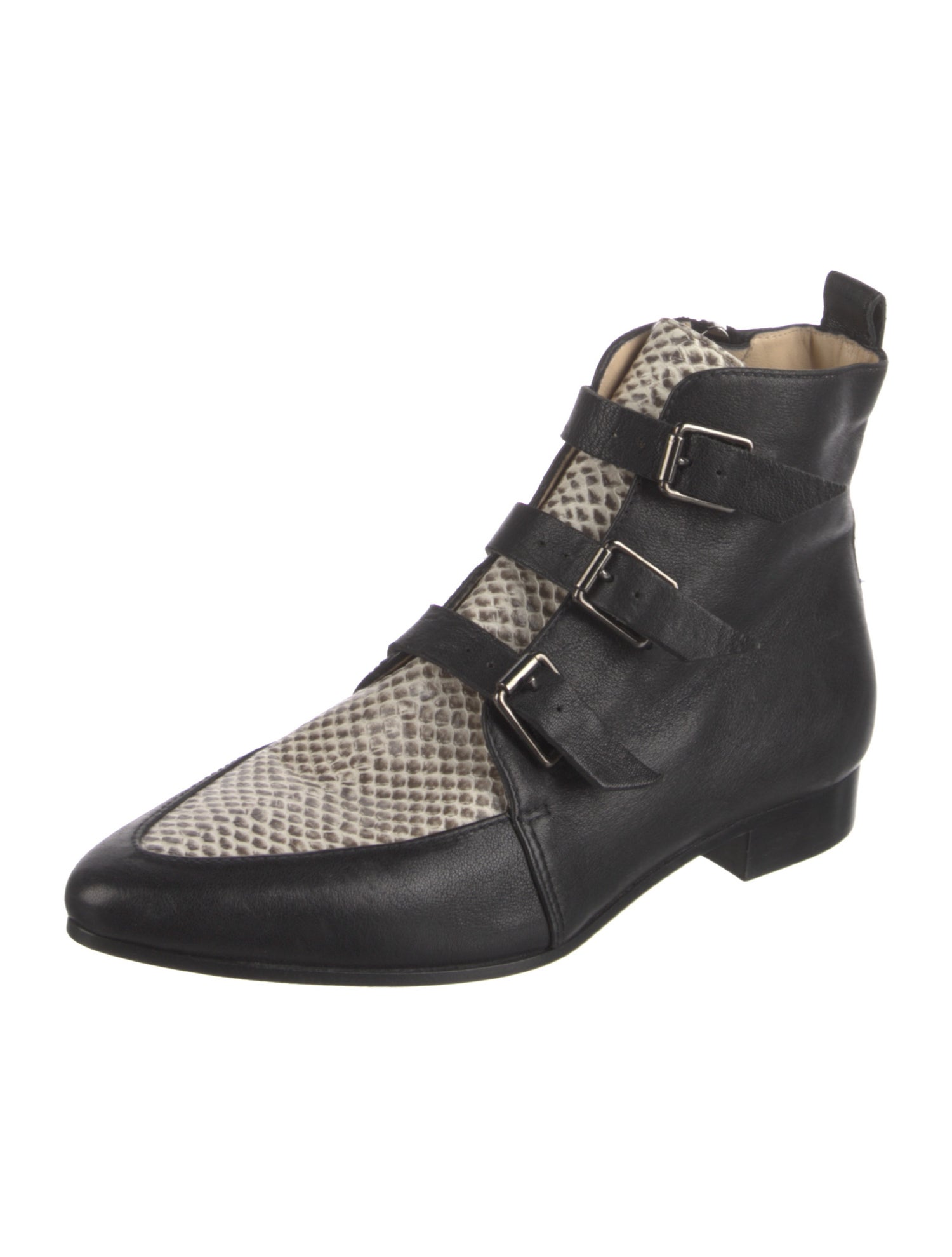 Jimmy Choo Embossed Leather Animal Print Combat Boots