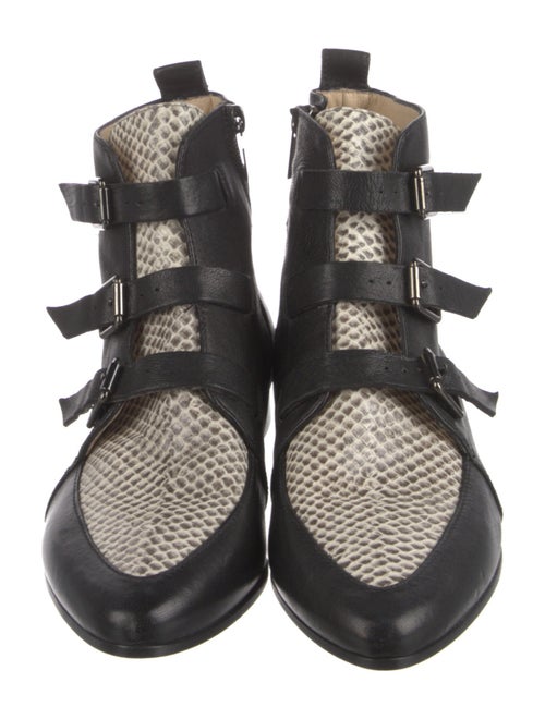Jimmy Choo Embossed Leather Animal Print Combat Boots