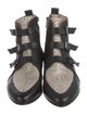 Jimmy Choo Embossed Leather Animal Print Combat Boots