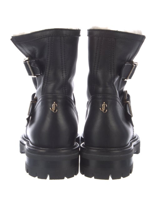 Jimmy Choo Leather Fur Trim Moto Boots
